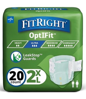 FitRight Extra+ OptiFit Heavy Absorbency Adult Diapers, FSA/HSA Eligible,20
