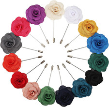 15 Pieces Men'S Lapel Pin for Men Suits Handmade Camellia Flower Boutonniere Pin