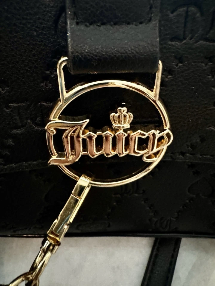 Juicy Couture Black Embossed Crossbody Handbag with Heart Coin Purse New - Image 2 of 4