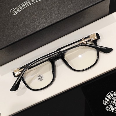 Chrome Style Black-Gold-Silver Decorative Square Eyeglasses Women Men Eyewear