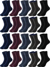 20 Pairs Men's Wool Socks Bulk Thermal Winter Thick Cozy Warm Boot Socks