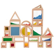23PCS Sensory Blocks for Toddlers 1-3  4-8 - Large Montessori Wooden Buildin...