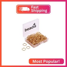 BEADIA Open Jump Rings Gold 0.9x10mm 200pcs for DIY Jewelry Making Supplies