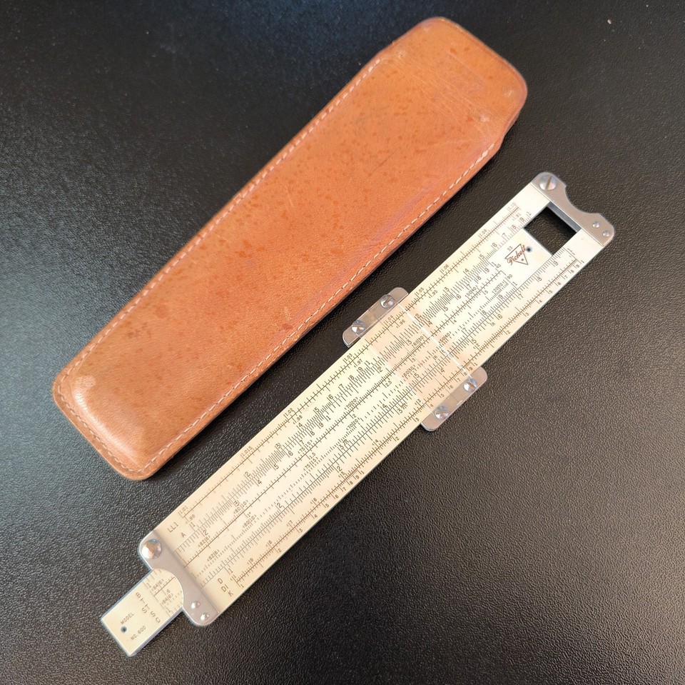 Vintage Pickett No 600 Pocket Slide Rule 6" with Leather Case 1949