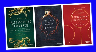 J K Rowling Harry Potter Hogwarts Schulbücher alle 3 Bände im Set Gebunden