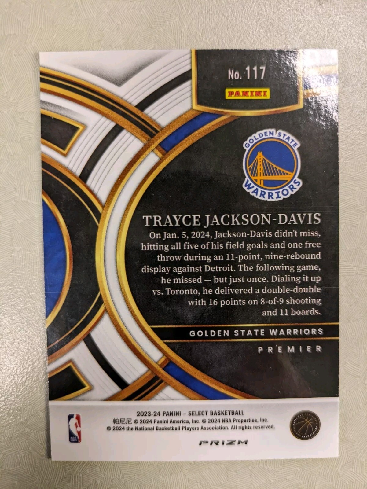 2023-24 Panini Select Trayce Jackson-Davis Premier Level Cracked Red Ice Prizm