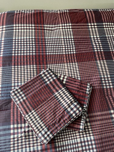 Tommy Hilfiger cotton King Comforter + 2 King shams SET BuckarooPlaid reversible - Picture 9 of 16