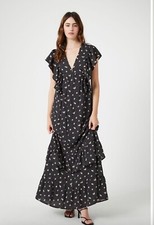 Floral Butterfly Sleeve Maxi Dress Forever 21 Size Medium 