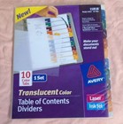 Avery Laser Ink Jet Translucent Table of Contents Dividers #11818 - New & SEALED — photo 4