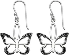Wildthings Sterling Silver Openwork Butterfly Wire Earrings