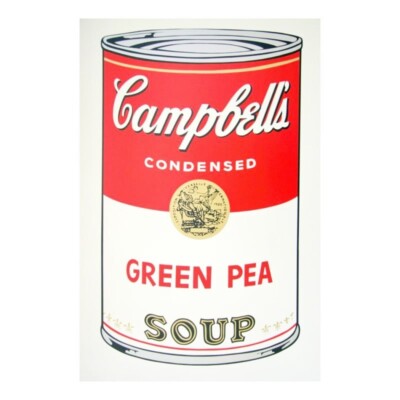 ANDY WARHOL CAMPBELLS' Green Pea SOUP I Can SUNDAY B.MORNING Pop Art