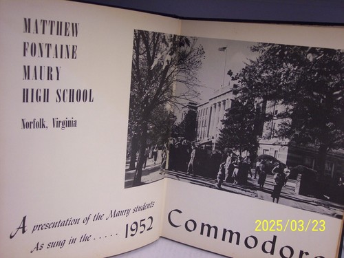 1952 THE COMMODORE MATTHEW FONTAINE MAURY HIGH SCHOOL YEARBOOK NORFOLK VIRGINIA - Picture 5 of 6