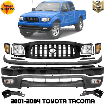 Front Bumper Primed & Grille Assembly Kit For 2001-2004 Toyota Tacoma
