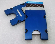 Billet Aluminum Wallet/Credit Card Holder, RFID Protection, Plain Front, Blue