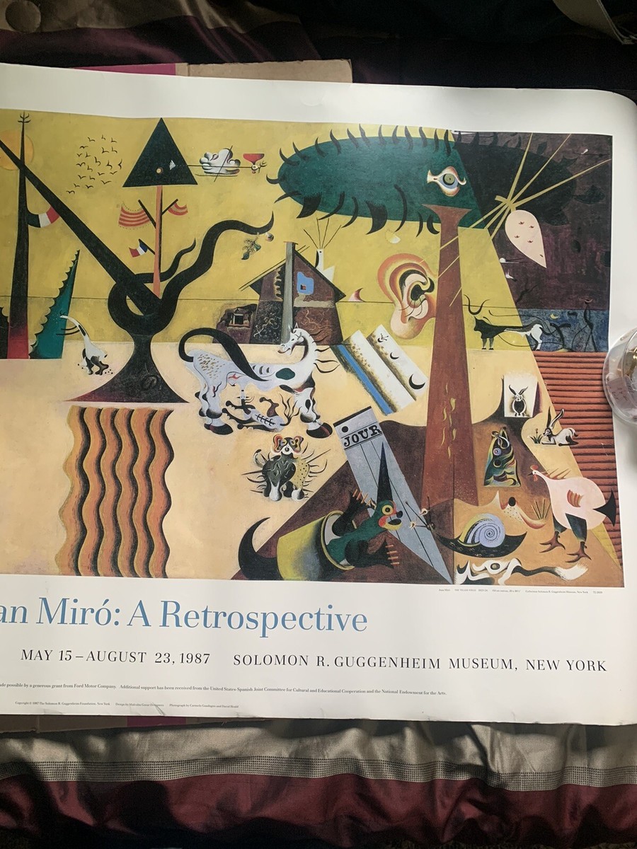 Joan Miro Retrospective アートポスター 額装　A1 JOAN MIRO A RETROSPECTIVE Original VTG Exhibition Poster “RARE” | eBay