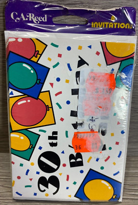 Vintage C.A. Reed 30th BDay Party Invitations w/Envelopes 1 Pack of 8 NIP