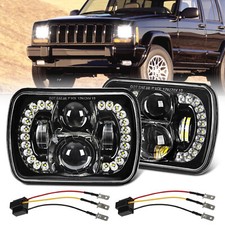 Pair 5x7 7x6 Halo Led Headlights With Turn Signal For Jeep Wrangler Yj Xj Mj
