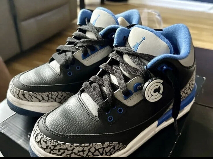 Nike Air Jordan 3 Retro Sport Blue 2014 Black Cement Size 4.5 Y