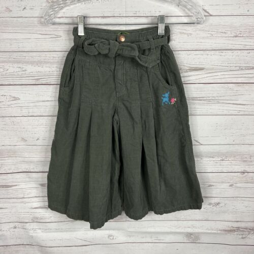 Oilily Girls Corduroy Wide Leg Pants Size 104 4-5 Years Green Belted - Picture 1 of 9