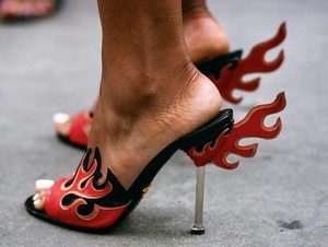 orange prada flame heels