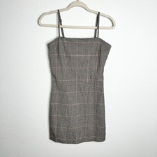 Forever 21 Dress Women Small Plaid Houndstooth Bodycon Square Neck Mini 90s B10