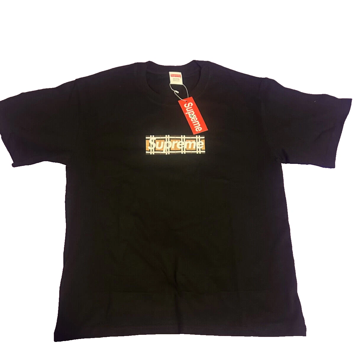 Tee shirt noir moyen logo Supreme Burberry Box 2022 neuf LIRE