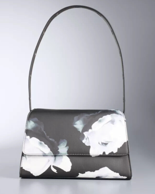 Simply Vera Vera Wang Women's Black Floral Alia Geo Flap Shoulder