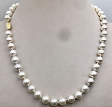 6/8/10mm White Shell Pearl Imitation Pearl Round Beads Necklace 18''