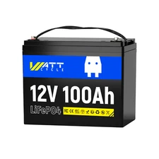 Wattcycle 12V 100Ah LiFePO4 Lithium Battery BMS Deep Cycle For Trolling Motor