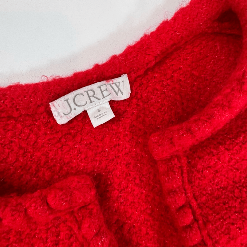 J Crew Lady Jacke Damen klein rot Odette Merinowolle Alpaka gold Schmuckknöpfe - Bild 3 von 9