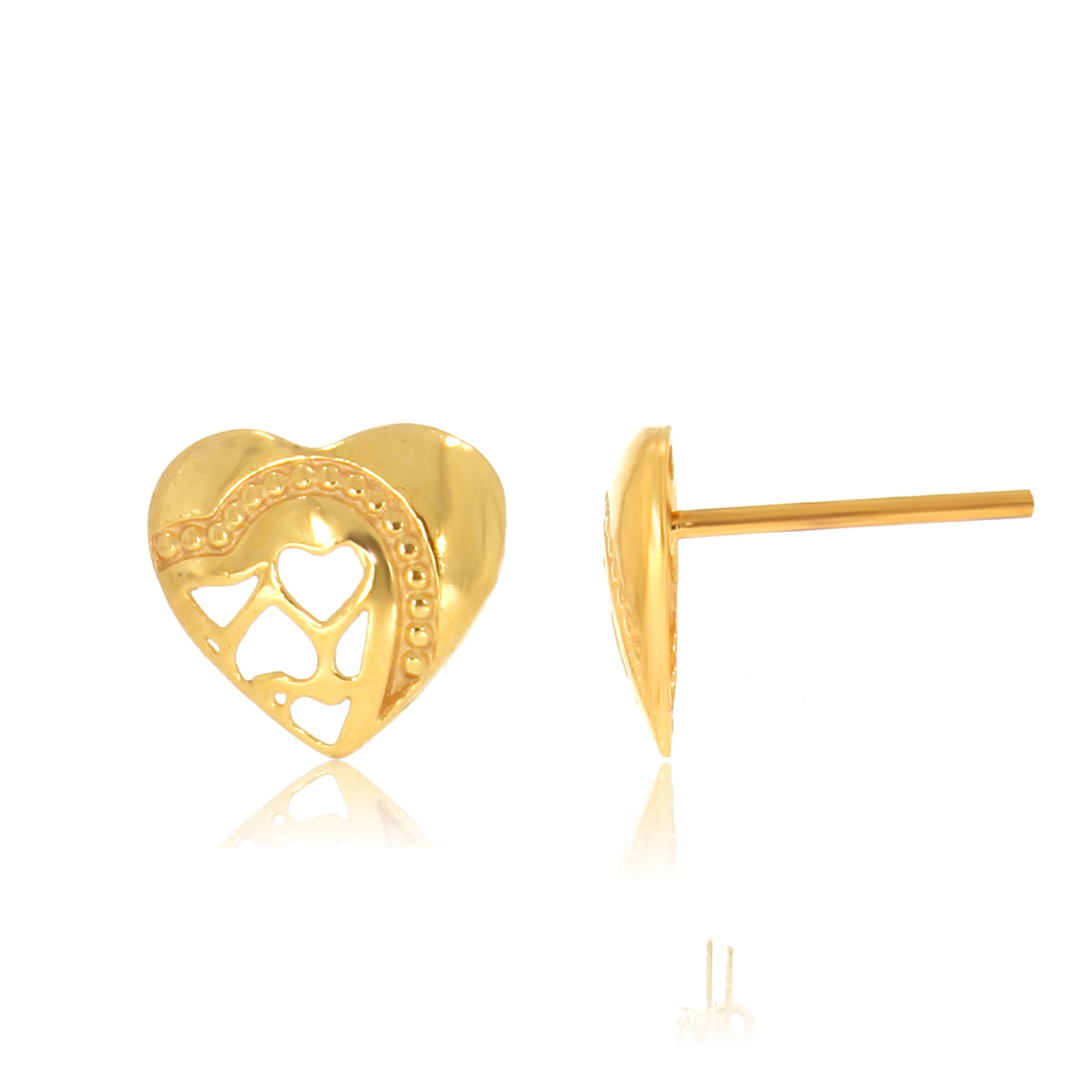 Senco Gold 22k Love Heart Crafted Gold Studs For Women image 3