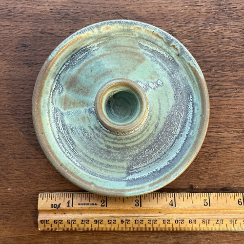 Candlestick Holder Studio Art Hand Thrown Pottery Signed - Picture 4 of 5