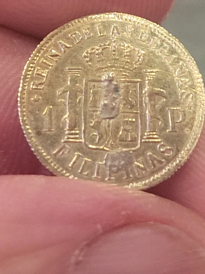 1898 PHILLIPINES 1 PESO GOLD COIN ISABEL II - Image 3 of 4
