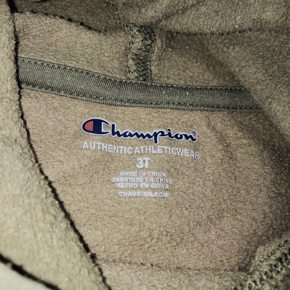Champion Toddler Hoodie Pullover Sweatshirt Olive Green Front Pocket Size 3T - Image 3 of 4