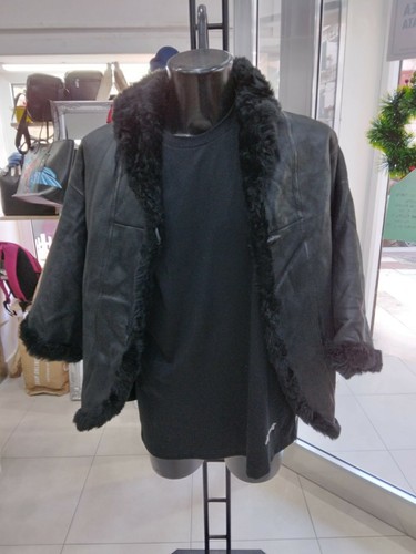 MONTONE SHEARLING Donna woman nero in vera pelle VINTAGE tg 46 MON051LZ - Picture 5 of 7