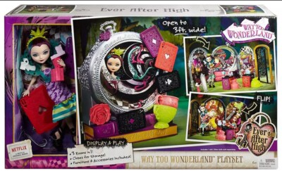 Brand New Ever After High Way Too Wonderland High and Raven Queen Playset