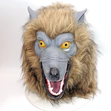 Werewolf Halloween Mask Deluxe Gray Over the Head Mask Costume
