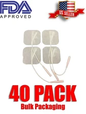 40 Replacement Pads for Massagers Tens Units electrode 2x2Inch White Cloth-Bulk