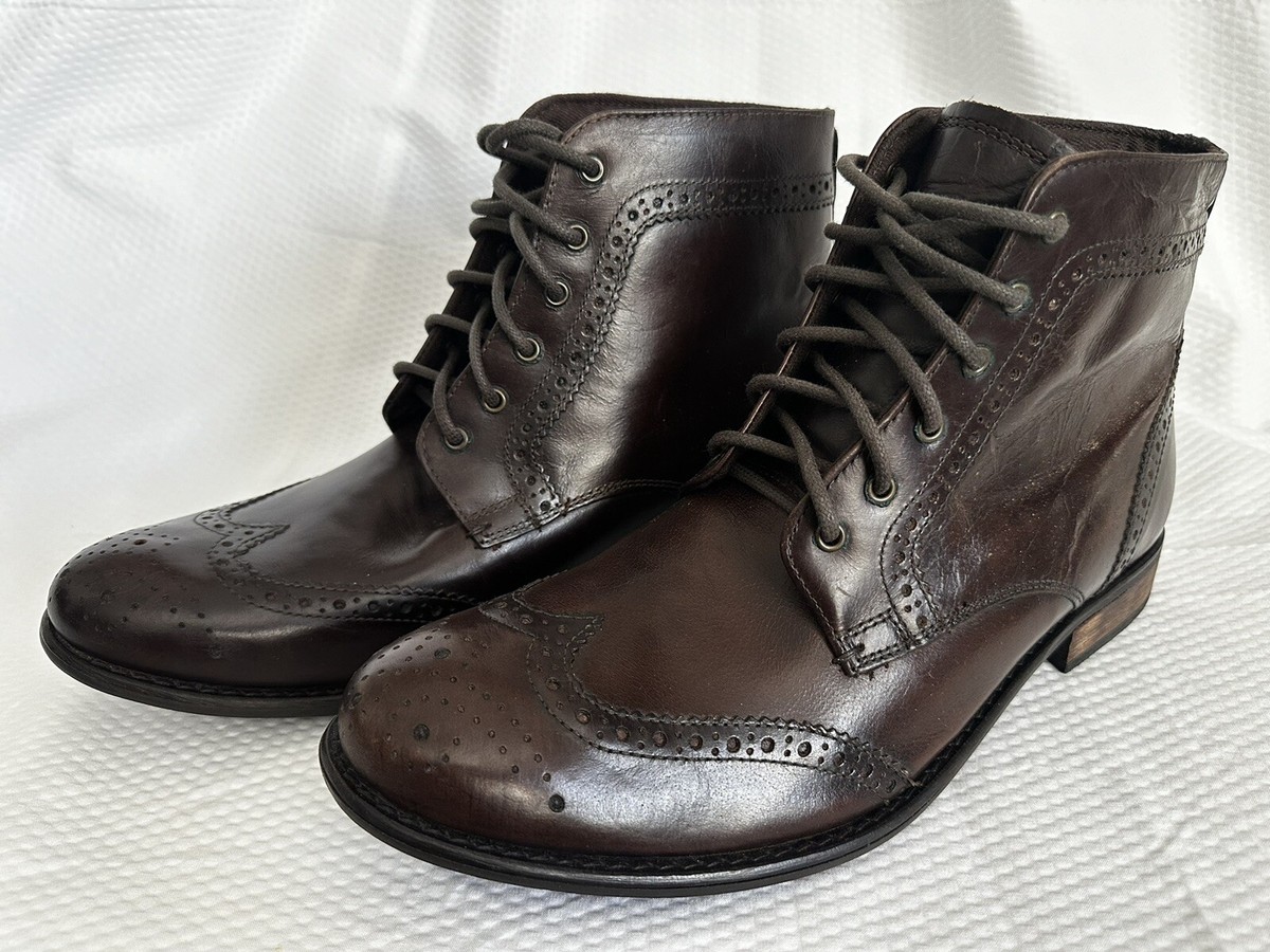 BDS Studio Ink Men\'s Brown Leather Cowboy Wingtip Lace Up Chukka Ankle Boots, 12 BDS Studio Ink Men main image 2