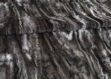 Webpelz Langhaar Kunstfell Fell Stoff Dunkelbraun Ecru Chinchilla Deko HS-01