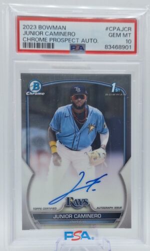 2023 Bowman Chrome Prospects 1st Junior Caminero Auto PSA 10 Gem Mint TB Rays