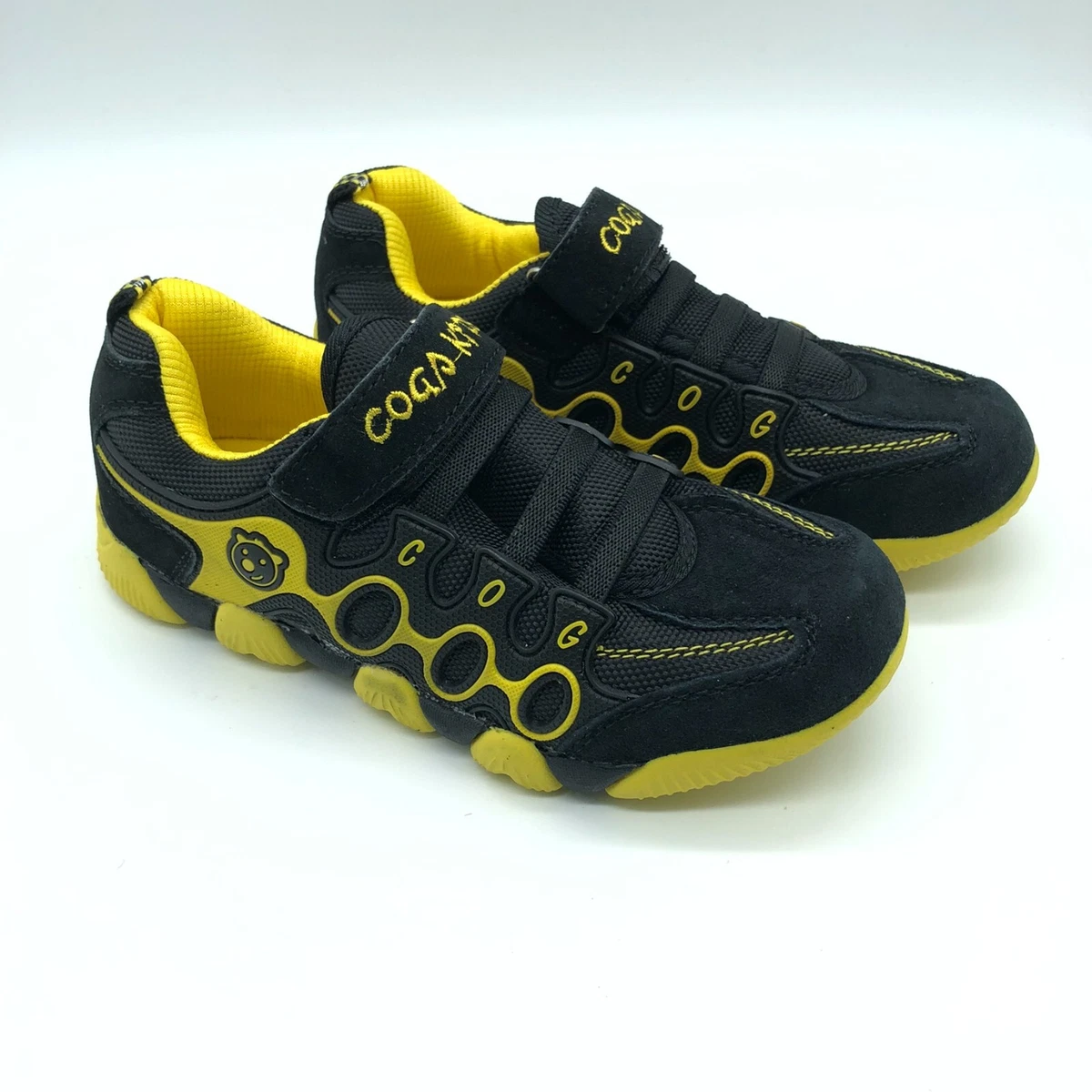 Coga Kids Boys Sneakers Hook Loop Black Yellow US Size 3