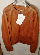 Ladies Jacket Long Sleeves Leather Casual Women Cognac Jacket By Heine Uk14 Eu40