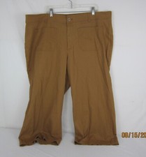 Ava  Viv Women's Stretch Comfort Waist Wide Leg Crop Pants Brown Size 24