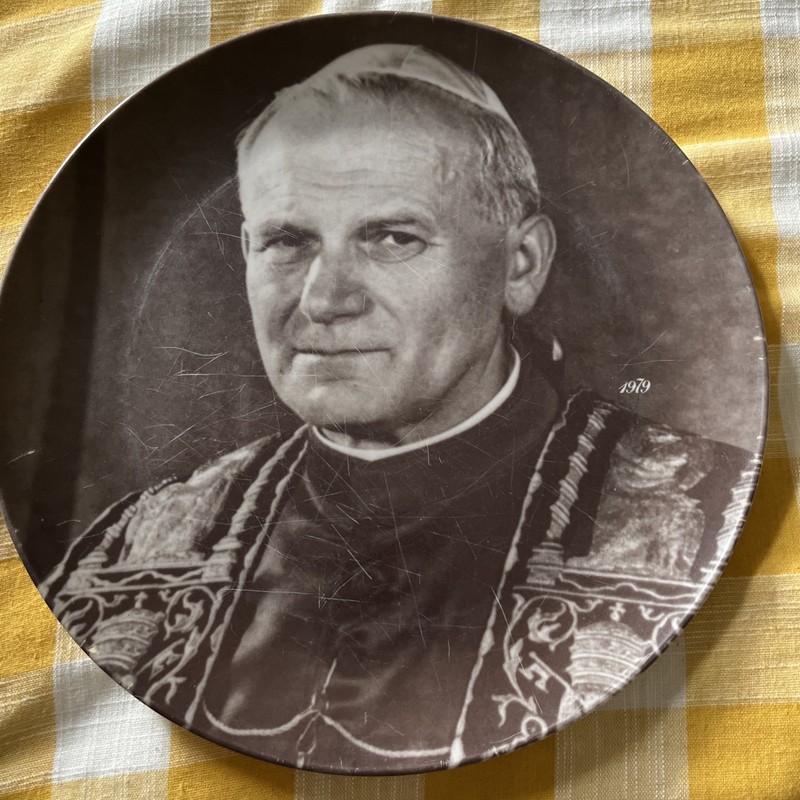 Pope John Paul II Vintage Plastic Plate