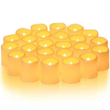 Homemory 24Pack Flickering Flameless Votive Candles,200+Hour Electric Fake Ca...