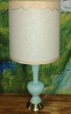 #ad Vintage MCM Turquoise Atomic Era Lamp W Unique Shade. Truly Rare. F.A.I.P $150.00