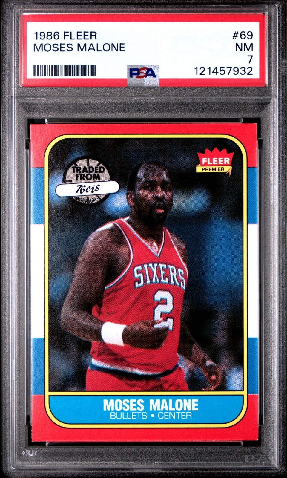 1986 FLEER #69 MOSES MALONE PSA 7