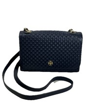 Tory Burch Marion Embossed Shrunken Shoulder Bag In Navy Mini Leather $295