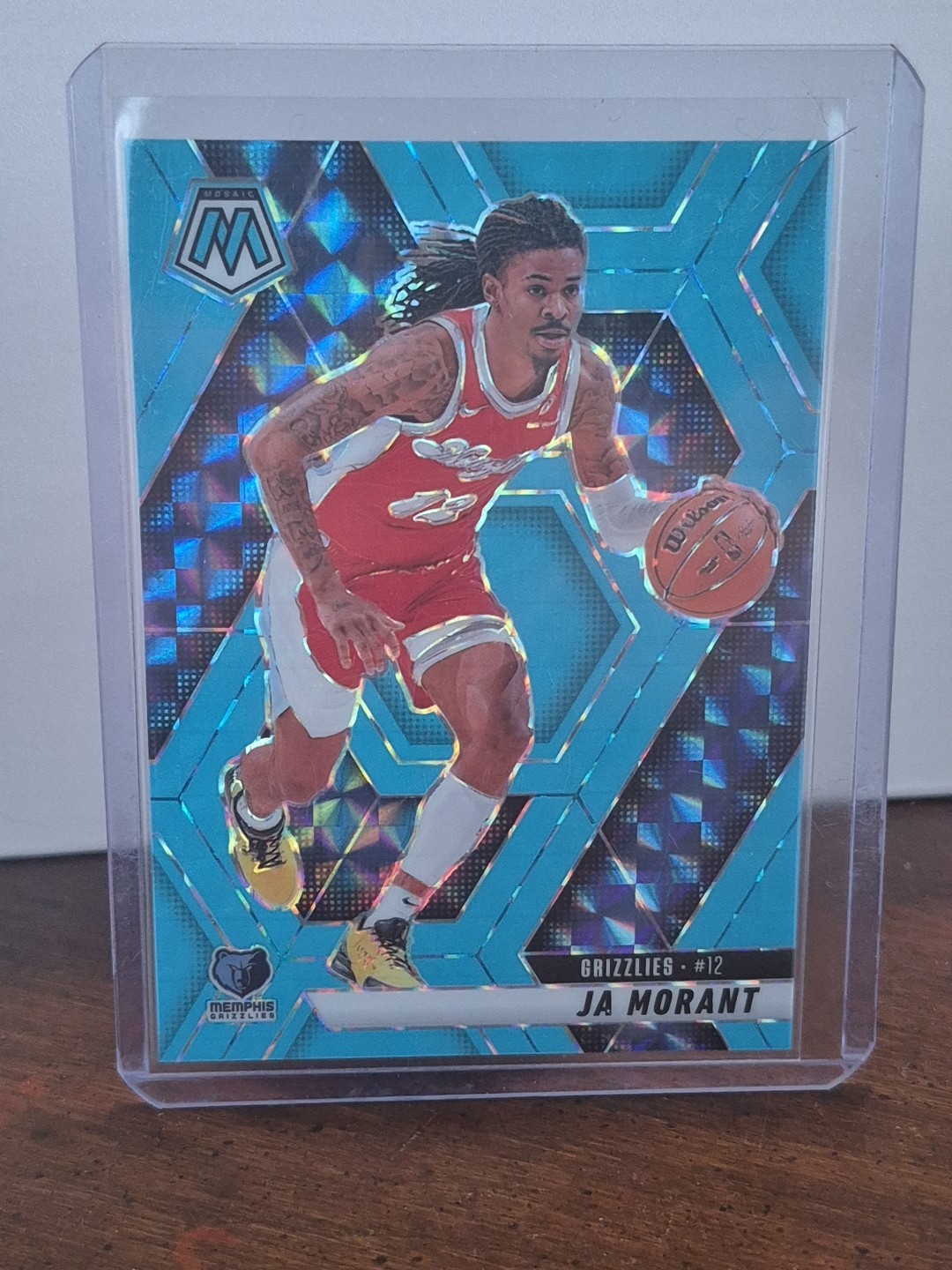 2024-25 Panini Mosaic Ja Morant #195 Fluorescent Blue Mosaic Prizm /75